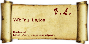 Váry Lajos névjegykártya